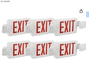 6 Pack Red Led Emergency Exit Lights with Battery Backup-Two LED Adjustable Head Emergency Exit Lights, Appears New