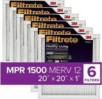 MPR 1500,AC&nbsp;Furnace Air Filter,&nbsp;Compatible with&nbsp;Filtrete 20x20x1,Healthy Living&nbsp;Ultra Allergen, 6-&nbsp;Pack (exact&nbsp;dimensions 19.69x 19.69 x 0.78)Like New, Retail - $66.99
