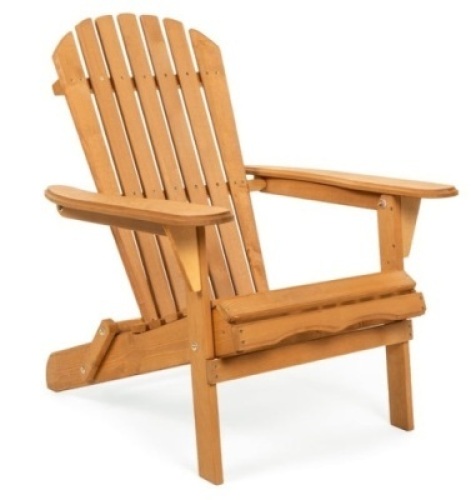 Folding Wooden Adirondack Chair Accent Furniture w/ Natural Finish - Brown