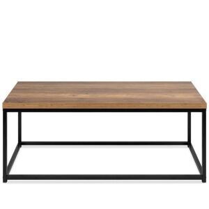 44in Modern Industrial Rectangular Wood Grain Coffee Table w/ Metal Frame