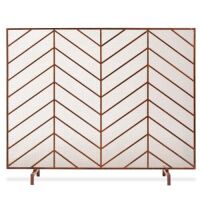 Single Panel Iron Chevron Fireplace Screen w/ Antique Finish - 38x31in