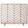 Single Panel Iron Chevron Fireplace Screen w/ Antique Finish - 38x31in
