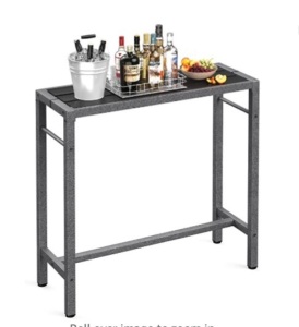Mr IRONSTONE Outdoor Bar Table 39" Patio Table Pub Height DiningTable with Waterproof Top and Hammer Finish Stand for Hot Tub, Garden,Backyard, Like New, Retail - $119.99