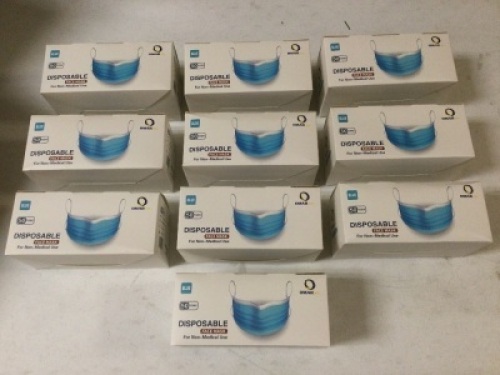 Lot of (10) New 50-Packs of Disposable Face Masks