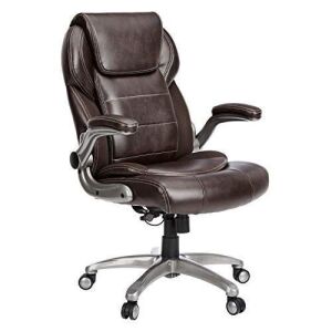 AmazonCommercial Executive Chair - Ergonomic, High-Back, Bonded Leather, Brown