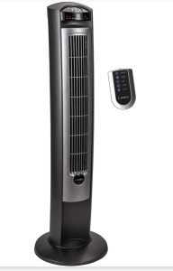 Lasko T42951 42 Inch 3-Speed Wind Curve Quiet SlimWidespread Oscillating Tower Fan with Remote Control, NighttimeSetting, and Timer, Silver, Like New, Retail - $114.99