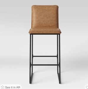 29" Upholstered Barstool with Metal Frame Camel - RoomEssentials, Like New, Retail - $80