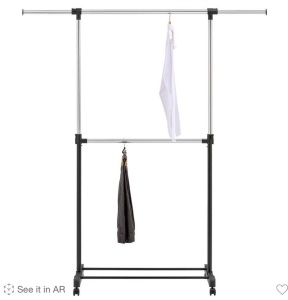 Adjustable Double Rod Garment Rack Black - Room Essentials, Like New, Retail - $16