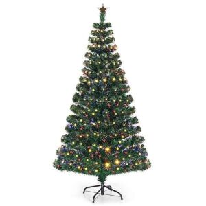 6ft Pre-Lit Fiber Optic Artificial Christmas Tree with LED Lights