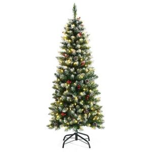 5ft Pre-Lit Artificial Christmas Tree with Snow-Flocked Tips