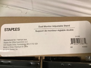 Staples, Dual Montior Adjustable Stand, New