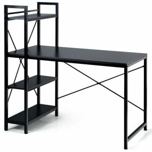 47.5in Computer Desk with 4-Tier Shelves - Black