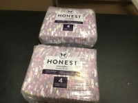 Lot of (2) Honest Overnights Baby Diapers, Size 4, 27ct