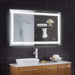 Keonjinn 40 x 24 Inch Bathroom LED Vanity Mirror Anti-Fog Dimmable Large Wall Makeup Mirror with Light (Horizontal/Vertiacl). NEW