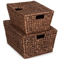 Set of 2 XL Woven Water Hyacinth Storage Baskets