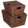 Set of 2 XL Woven Water Hyacinth Storage Baskets