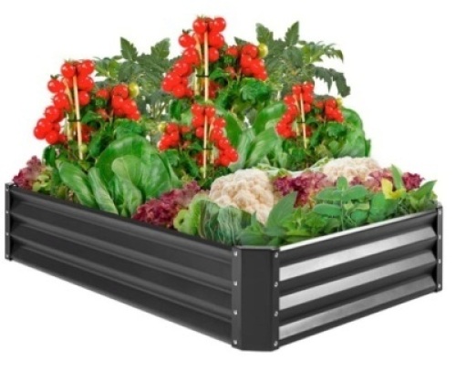 Outdoor Metal Raised Garden Bed for Vegetables, Flowers, Herbs, Dark Gray