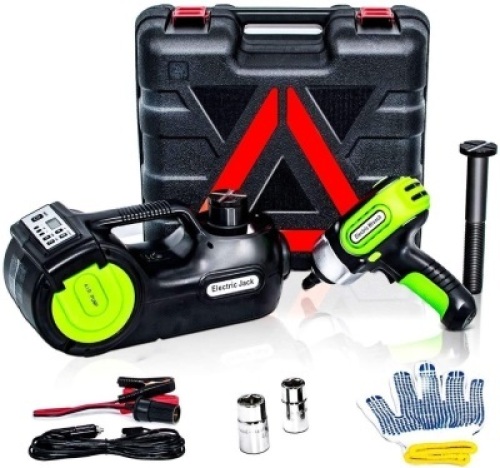 E-HEELP Electric Car Jack 5 Ton 12V Hydraulic Car Jack Lift with Electric Impact Wrench for SUV MPV Sedan Truck Change Tires New Version with LCD Display. Appears New