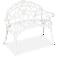 Steel Garden Bench Outdoor Patio Furniture w/ Floral Rose Accent - 39in