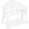 Steel Garden Bench Outdoor Patio Furniture w/ Floral Rose Accent - 39in