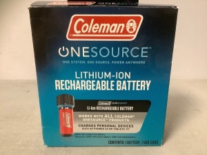 Coleman One Source Rechargeable Battery, Powers Up, Appears New