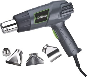 Genesis, GHG1500A 12.5 Amp, Dual-Temperature Heat Gun Kit with High Low Settings, Air Reduction Nozzle, Reflector Nozzle, Like New, retail - $17.99