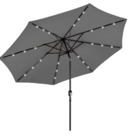 Solar LED Lighted Patio Umbrella w/ Tilt Adjustment, UV-Resistance - 10ft, Gray