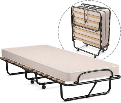 Folding Rollaway Bed with 4 Inch Memory Foam Mattress