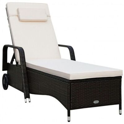 Outdoor Recliner Cushioned Chaise Lounge with Adjustable Backrest 