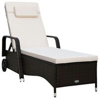 Outdoor Recliner Cushioned Chaise Lounge with Adjustable Backrest&nbsp;