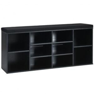 10-Cube Organizer Entryway with Padded Shoe Storage Bench