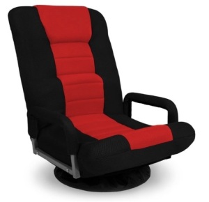 Gaming Floor Chair w/ 360-Degree Swivel, Armrest, Adjustable Backrest, Black/Red