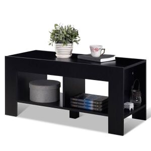 2-Tier Wood Coffee Table with Storage Shelf