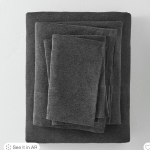 Queen Jersey Solid Sheet Set Dark Gray - Casalunam, Like New, Retail - $75