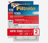 Filtrete 20-in W x 24 -in Lx 1-in 1085 MPR Allergen Defense Extra 2-Pack Electrostatic Pleated&nbsp;Air Filter, New, Retail - $22.97