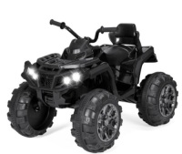 12V Kids Ride-On 4-Wheeler Quad ATV Car w/ 3.7mph Max, Bluetooth, Headlights, Black