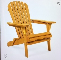Best Choice Products Folding Adirondack Chair OutdoorWooden Accent Furniture Fire Pit Lounge Chairs for Yard,Garden, Patio w/Natural Finish, 350lb Weight CapacityBrown, Like New, Retail - $69.99