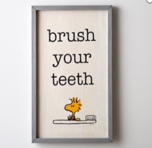 Pottery Barn,Peanuts® Bathroom Art Brush Your Teeth, Like New, Retail - $74.99