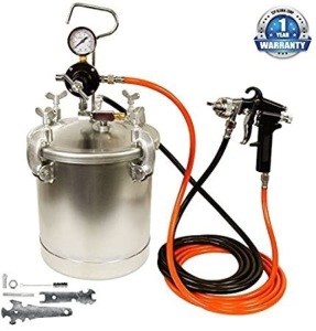 TCP Global Pressure Tank Paint Spray Gun with 1.5 Mm Nozzle 2-1/2 Gal. Pressure Pot & Spray Gun with Hoses. NEW