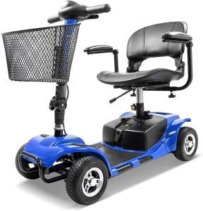 Furgle 4 Wheel Mobility Scooter Electric Power Mobile Wheelchair for Seniors Adult - Collapsible and Compact Duty Travel Scooter w/Basket and Long Range Power Extended Battery. Appears New