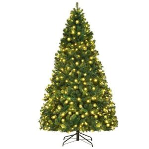 7.5 ft. Pre-Lit Hinged PVC Christmas Tree with 400-LED Lights and Stand