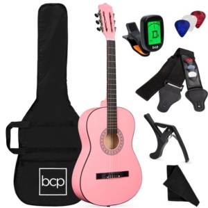 Beginner Acoustic Guitar Set w/ Case, Strap, Digital Tuner, Strings - 38in, Appears New