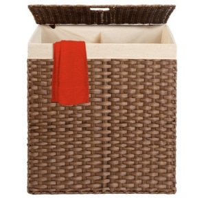 Double Laundry Hamper Basket w/ Easy Assembly, Liner Bag, Appears New