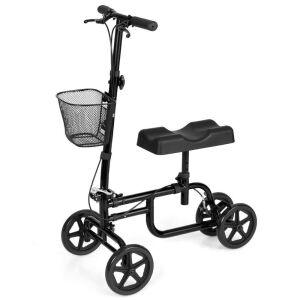 Foldable Knee Walker with Basket and Dual Brakes