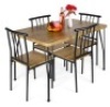 5-Piece Modern Metal and Wood Dining Table Furniture Set w/ 4 Chairs, Appears New, Retail $199.99