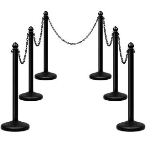 6-Piece Set of Plastic Stanchions - 39.5in, C-Hooks, Fillable Base