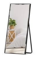 Large Full Length Mirror, Wall Hanging & Leaning Floor Mirror - 65x22in, Black