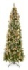 Pre-Lit Partially Flocked Spruce Pencil Tree w/ Berries, Pine Cones, 6ft