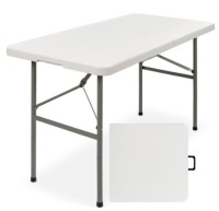 4ft Portable Folding Plastic Dining Table w/ Handle, Lock
