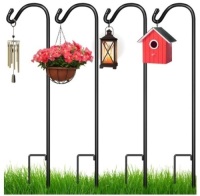 Set of 4 Shepherd Hooks Outdoor Garden Hooks w/ 2-Prong Base - 65in